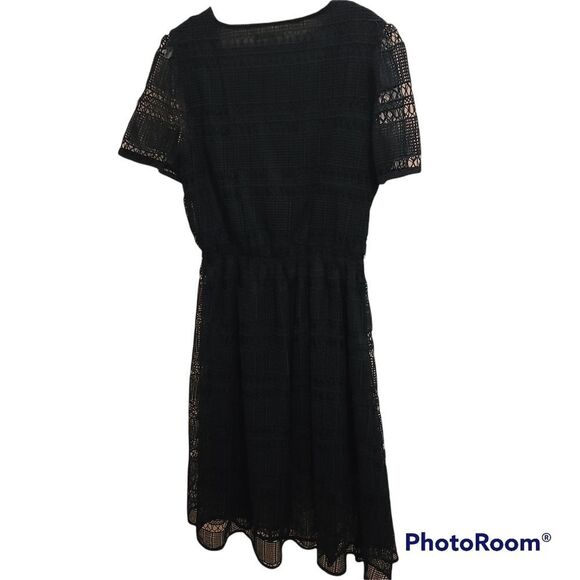 Tularosa black Mixed Crochet Lace Midi Dress - Picture 4 of 12